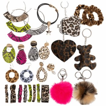 **MEGA POVOLJNO** KOMPLETAN STALAK S ANIMAL PRINT NAKITOM I DODACIMA (180 kom.)