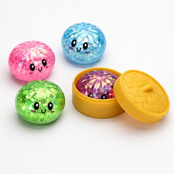 RAGE - Squishy GLITTER okruglice (Dumplings) MALE (5.5 x 5.5 x 3 cm) - Viral 2026 Fidget Toy (24 kom.)