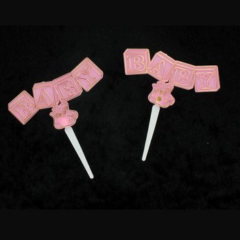 Čačkalice za Cupcake Rođenje - Baby Roza (12 kom.)