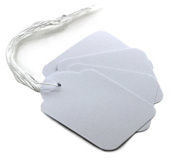 Bijela etiketa za nakit s elastikom - 1,5x2,4 cm (100 kom)