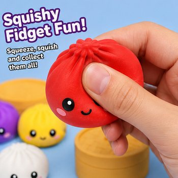 RAGE - Squishy SUGAR EDITION Okruglice Bun Dumplings VELIKI (8.5 x 8.5 x 4.8 cm) - Viral 2026 Fidget Toy (12 kom)