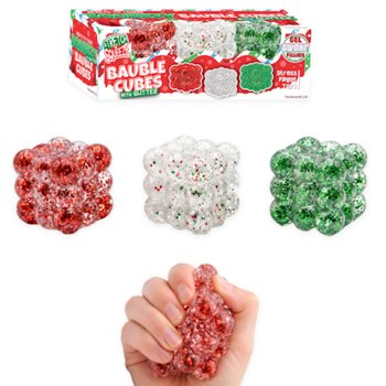 Squeezy Glitter Bauble Kocke Antistres - Set od 3 Kocke - &Scaron;ećerno Punjenje - U Displayu (6 Setova)