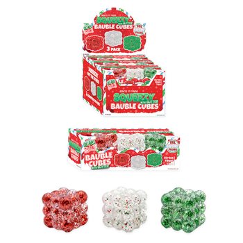 Squeezy Glitter Bauble Kocke Antistres - Set od 3 Kocke - Šećerno Punjenje - U Displayu (6 Setova)