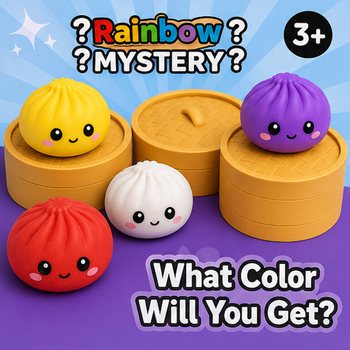 RAGE - Squishy SUGAR EDITION Okruglice Bun Dumplings VELIKI (8.5 x 8.5 x 4.8 cm) - Viral 2026 Fidget Toy (12 kom)