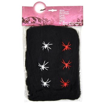 Crna Paučina za Halloween 100g sa 6 Pauka (6 kom.)