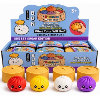 RAGE - Squishy SUGAR EDITION Okruglice Bun Dumplings VELIKI (8.5 x 8.5 x 4.8 cm) - Viral 2026 Fidget Toy (12 kom)