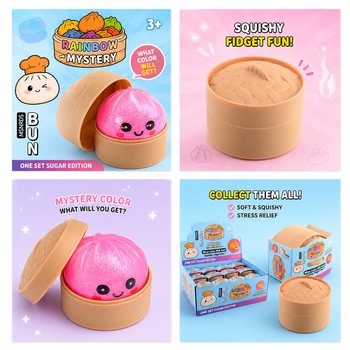 RAGE - Squishy SUGAR EDITION Bun Dumplings MALI (5.3 x 5.3 x 4.1 Cm) Viral 2026 Fidget Toy (24 kom.)