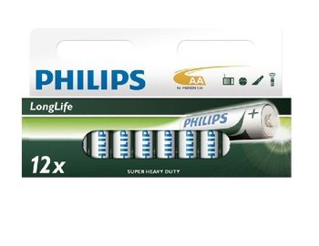 12x BATERIJE "PHILIPS - SUPER HEAVY DUTY" AA - LONGLIFE (12 kom Blister)
