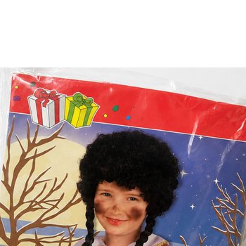 Dječja Piet perika s crnim kovrčama i 2 pletenice (1 kom.)