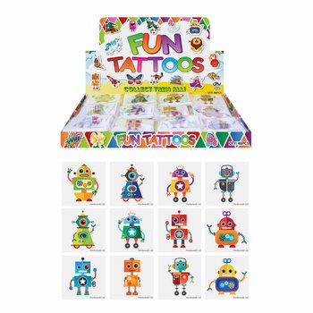 FUN TATTOO’S - MODEL: ROBOT, Svako pakiranje 12x Tetovaža U DISPLAYU (48 kom.)