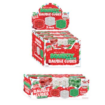 Squeezy Glitter Bauble Kocke Antistres - Set od 3 Kocke - &Scaron;ećerno Punjenje - U Displayu (6 Setova)