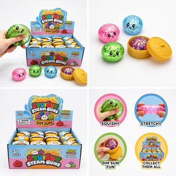 RAGE - Squishy GLITTER okruglice (Dumplings) MALE (5.5 x 5.5 x 3 cm) - Viral 2026 Fidget Toy (24 kom.)
