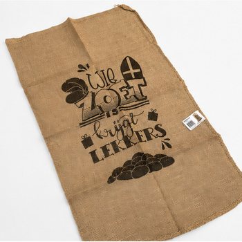 VELIKA JUTENA VREĆA ZA SVETOG NIKOLU - TEKST: WIE ZOET IS KRIJGT LEKKERS - Cca 60 x 100 cm (1 kom)