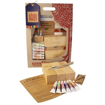 Seedling set - Dizajniraj vlastite puzzle od 9 drvenih kockica