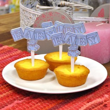 UKRASNI &Scaron;TAPIĆ ZA CUPCAKE ZA ROĐENJE - BABY PLAVA (12 kom.)