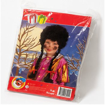 Dječja Piet perika s crnim kovrčama i 2 pletenice (1 kom.)