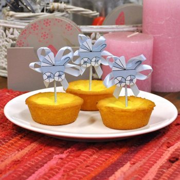 Topper za Cupcake za Rođenje - Plava Kolica (12 kom.)