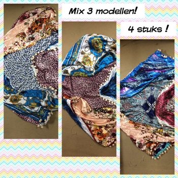 Luksuzni svileni trokutasti šal dvostrani miks modela (4 kom)