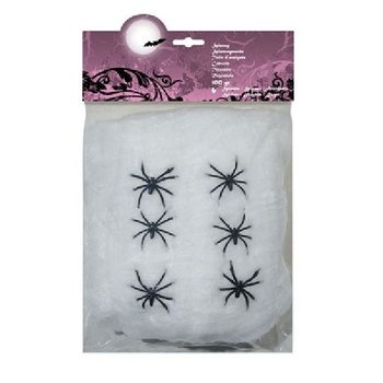 Dekorativna Paučina 100g sa 6 Pauka - Bijela (4 kom.)
