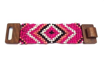 Aztečka Drvena Narukvica s Kopčom Fuchsia (1 kom)