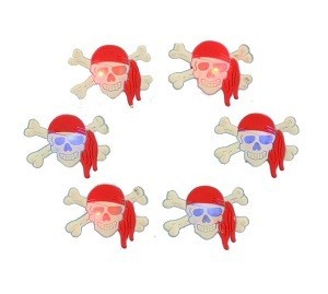 Svjetleći piratski bedž / gumb (15 kom.)