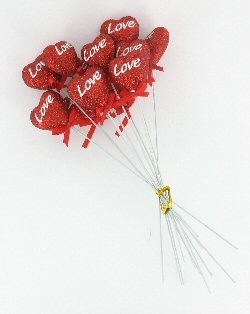 DEKORATIVNO SRCE LOVE S GLITERIMA (12 kom.)