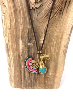 HANDMADE ORIGINALS Ibiza ogrlica s Bluestone kamenom Narančasta/Plava (1 kom.)