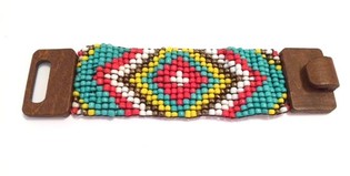 Ibiza Aztec Narukvica s Drvenom Kopčom Žuta (1 kom)