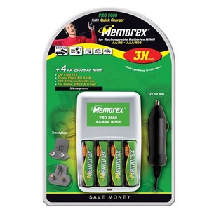 MEMOREX PRO 9660 - Punjač + 4x Punjive AA Baterije (1 kom.)