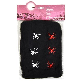 Crna Paučina za Halloween 100g sa 6 Pauka (6 kom.)