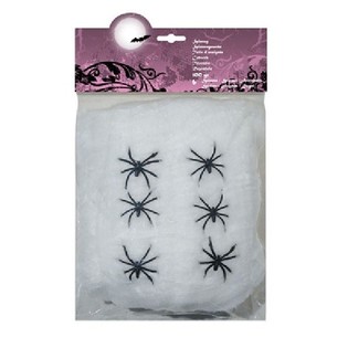 Dekorativna Paučina 100g sa 6 Pauka - Bijela (4 kom.)