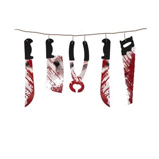 HALLOWEEN DEKORATIVNI VIJENAC S KRVAVIM NOŽEVIMA &ndash; 180 CM (6 kom.)