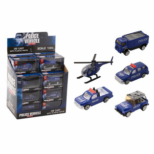 Metalna Policijska Vozila Die-Cast Mix, Mjerilo 1:64 u Displayu (24 kom.)