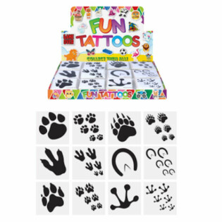 FUN TATTOO&rsquo;S - MODEL: OTISCI STOPALA ŽIVOTINJA, Pakiranje 12x Tetovaža u DISPLAYU (48 kom.)