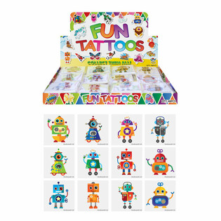 FUN TATTOO&rsquo;S - MODEL: ROBOT, Svako pakiranje 12x Tetovaža U DISPLAYU (48 kom.)