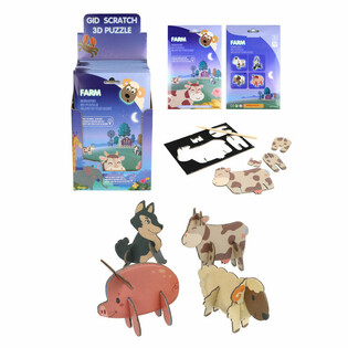 SCRATCH 3D PUZZLE - ŽIVOTINJE S FARME DISPLAY (18 komada)