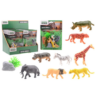 ANIMAL WORLD - SAFARI SET ŽIVOTINJA 10-DIJELNI NA KARTICI - U DISPLEJU (12 kom.)