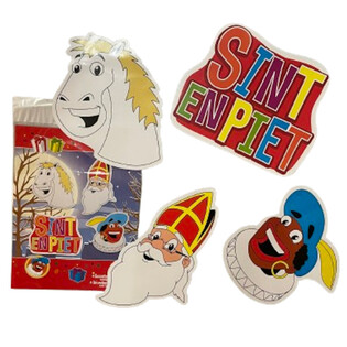 SINTERKLAAS SINT & PIET - DVOSTRANI DEKORATIVNI PANELI, SET OD 4 DIJELA (6 kom.)