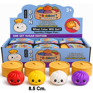 RAGE - Squishy SUGAR EDITION Okruglice Bun Dumplings VELIKI (8.5 x 8.5 x 4.8 cm) - Viral 2026 Fidget Toy (12 kom)
